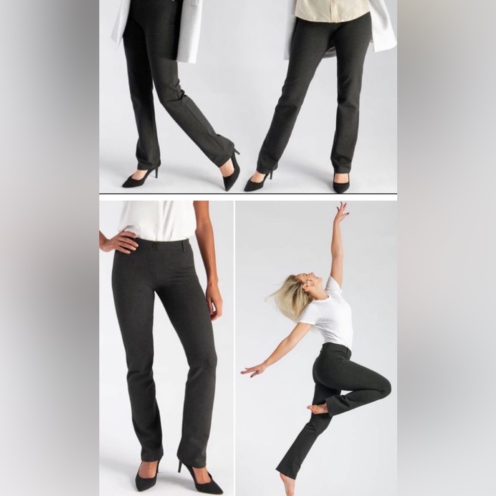 🎁Like New! Women's Betabrand Black/Gray Heather Trouser Pants Long Length- Large